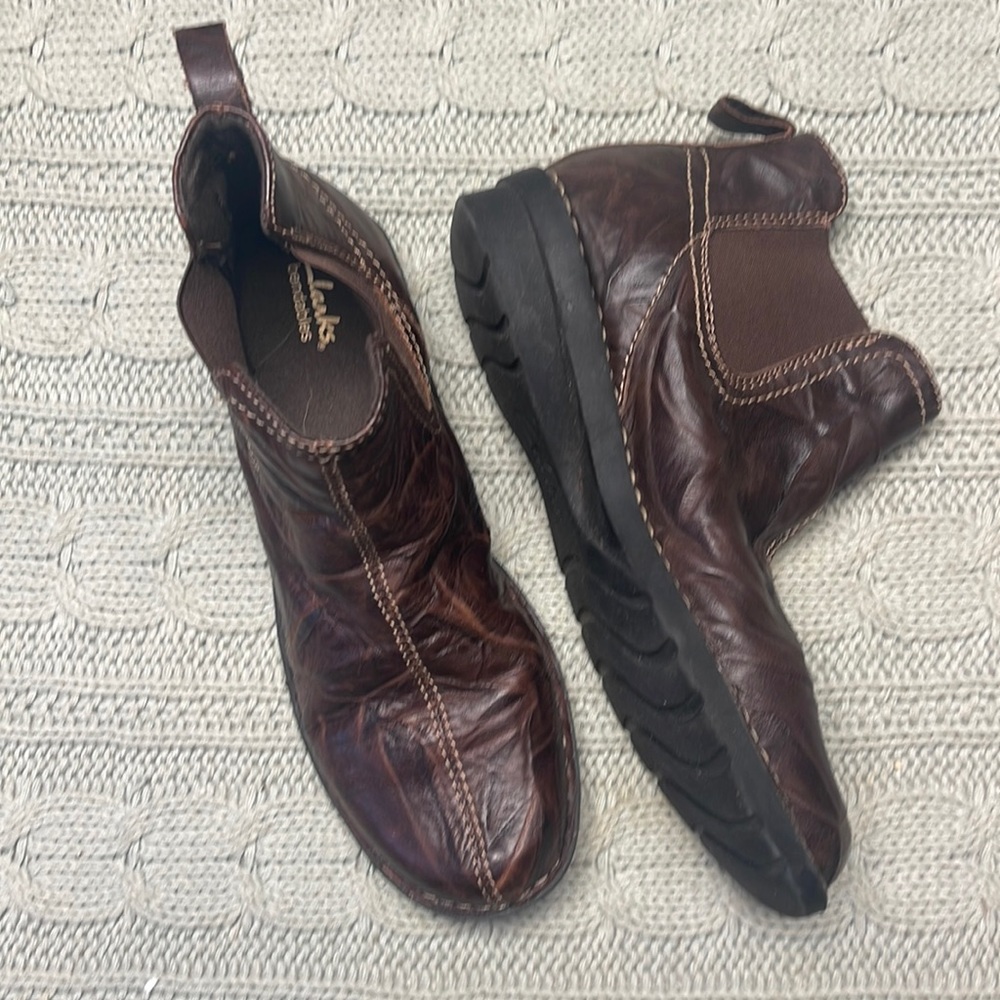 Clarks Brown Leather Chelsea Ankle Boots